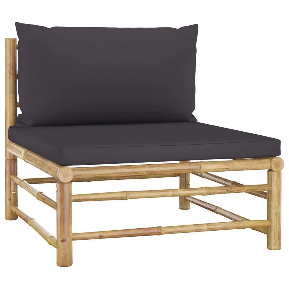 vidaXL - Tuinset - Grijs - Bamboe - 3 stuks - Met kussens