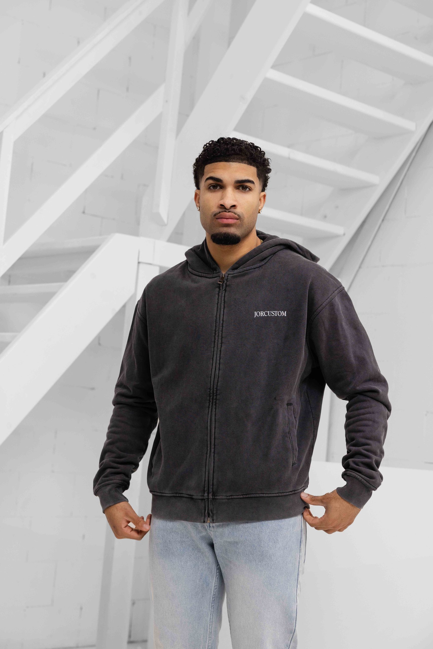 Jorcustom Fleece Angel 2.0 Zipped Hoodie Heren Donkergrijs