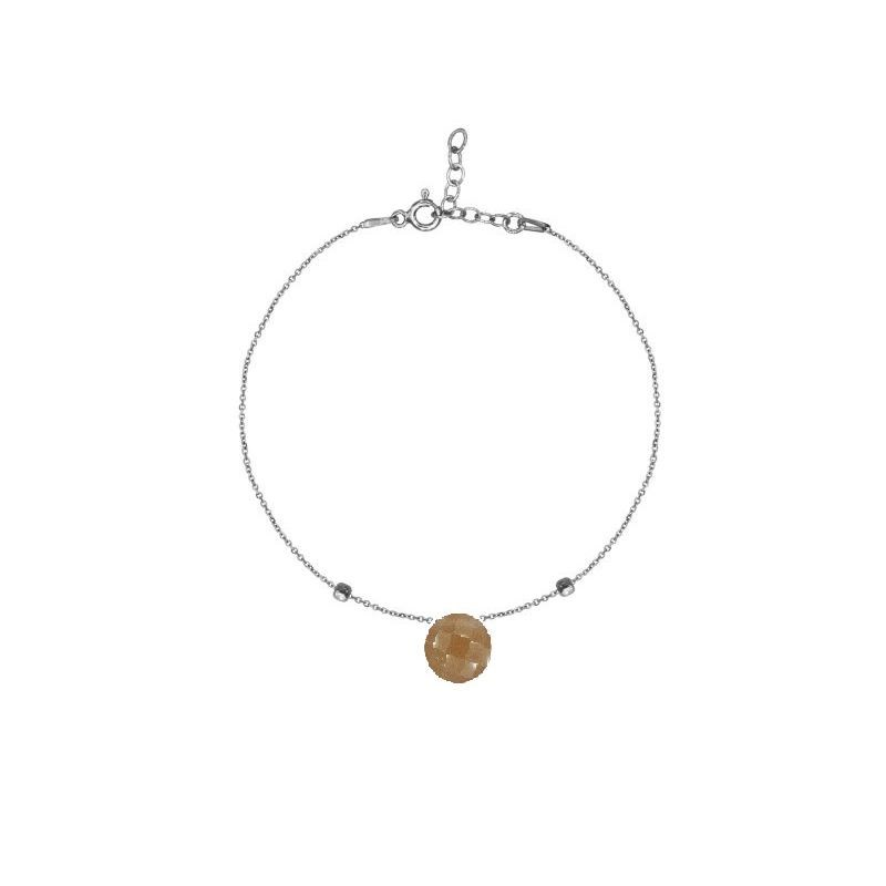 Bracelet argent Pierre de Lune Rose naturelle