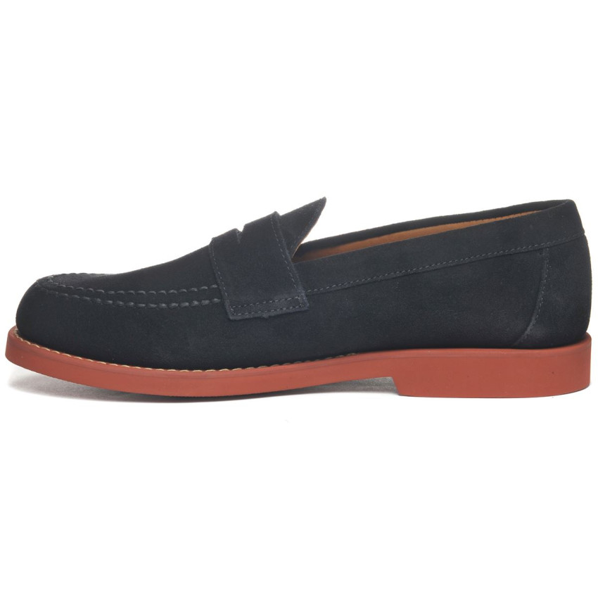 RYAN SUEDE POLARIS BLUE NAVY red MOCASSIN-Mocassin pour homme en suede