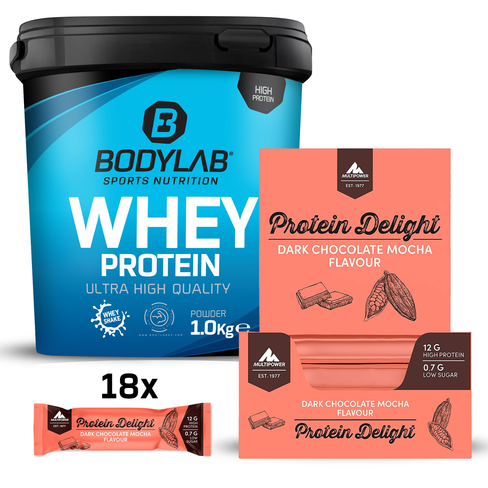 Multipower Protein Delight (18x35g) + Bodylab24 Whey Protein (1000g)