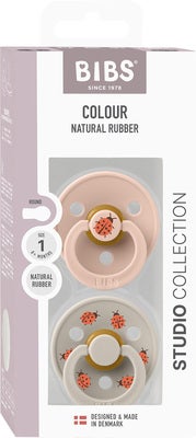 BIBS Studio Colour Ladybug Smokk 2-Pakk Lateks Str 1, Blush