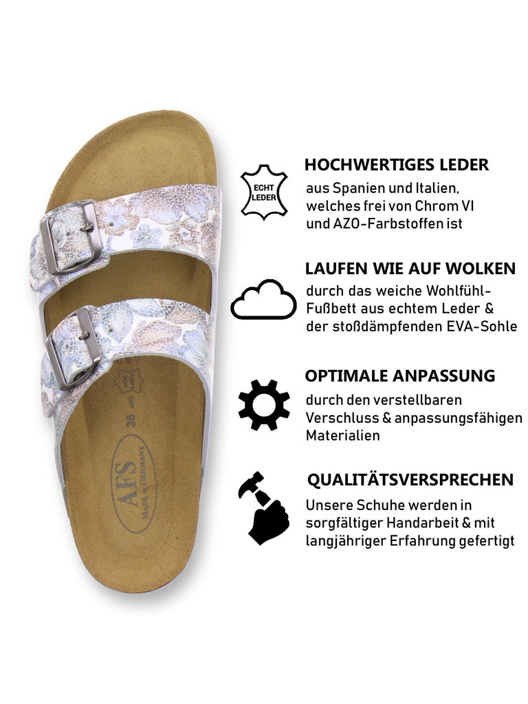 Pantoletten Damen Zweischnaller lagune