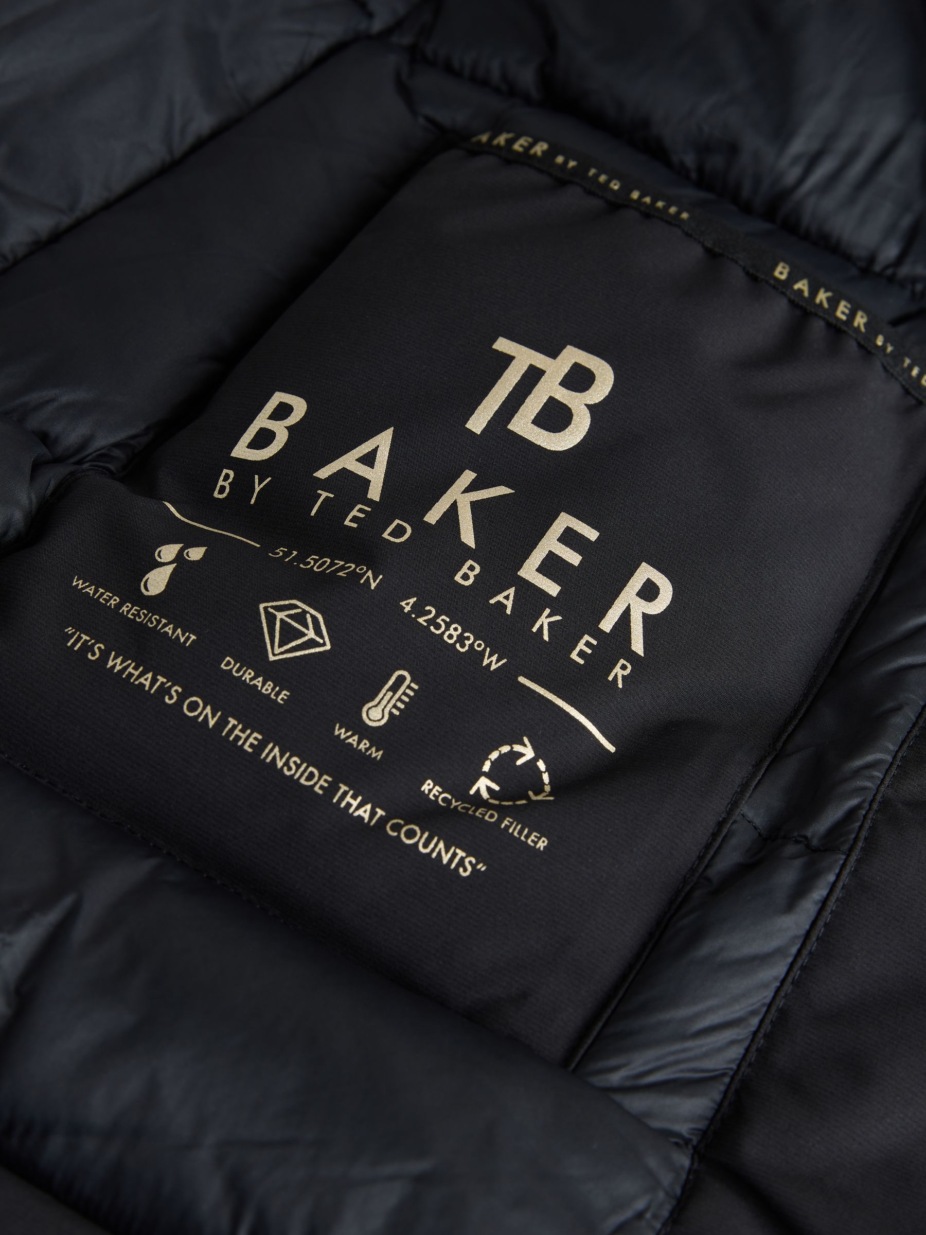 Baker by Ted Baker - Regenbestendige zwarte parka met rok