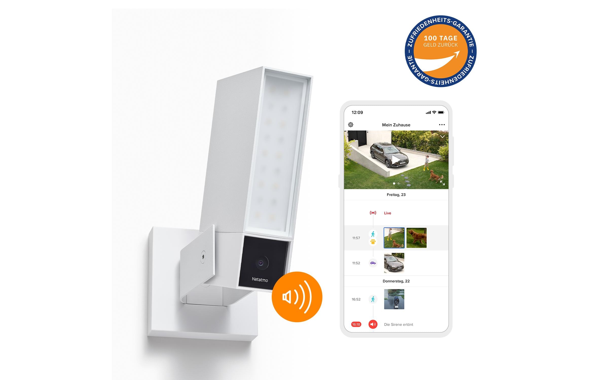 Netzwerkkamera Smarte Aussenkamera mit Sirene Weiss<br>Netatmo Smarte Aussenkamera mit Sirene