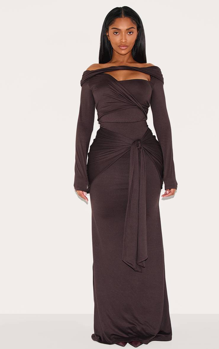 Chocolat Jupe Maxi Drapée Enveloppante Super Douce Shape
