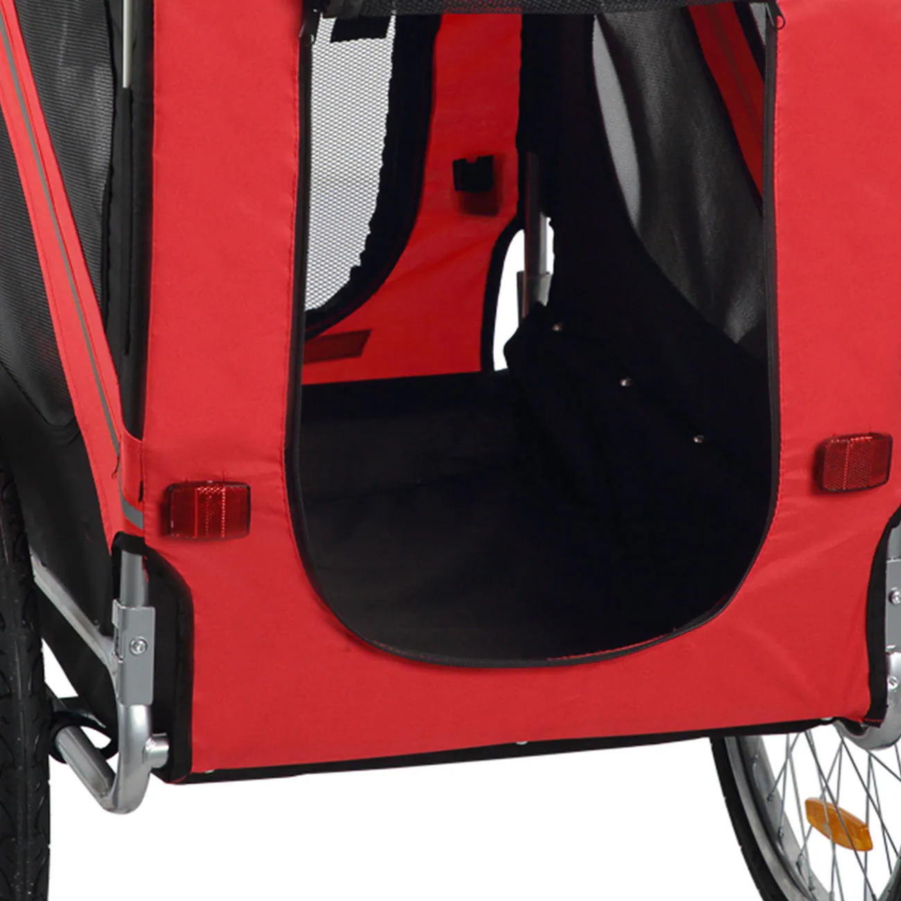 zoomundo Hundeanhänger Fahrradanhänger für Hunde - in Rot/Schwarz - Silver Frame