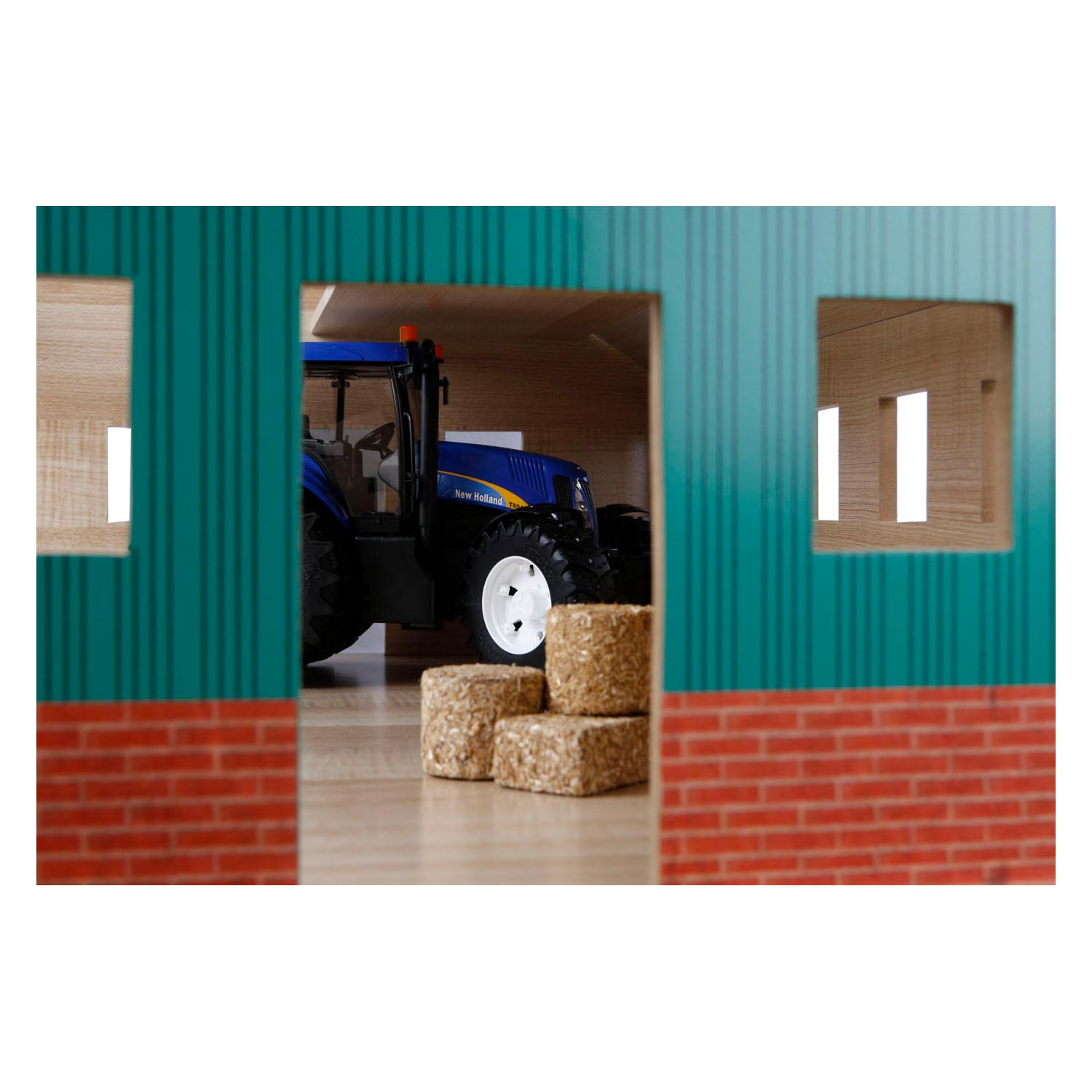 Kids Globe Landbouwloods Hout Voor 3 Tractoren, 1:16