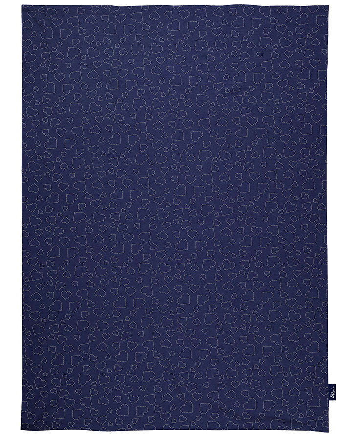 Kuscheldecke HEARTS (100x75) aus Baumwoll-Jersey in navy