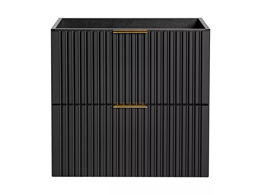 Meuble sous vasque suspendu strié - Noir - L60 cm - ZEVARA