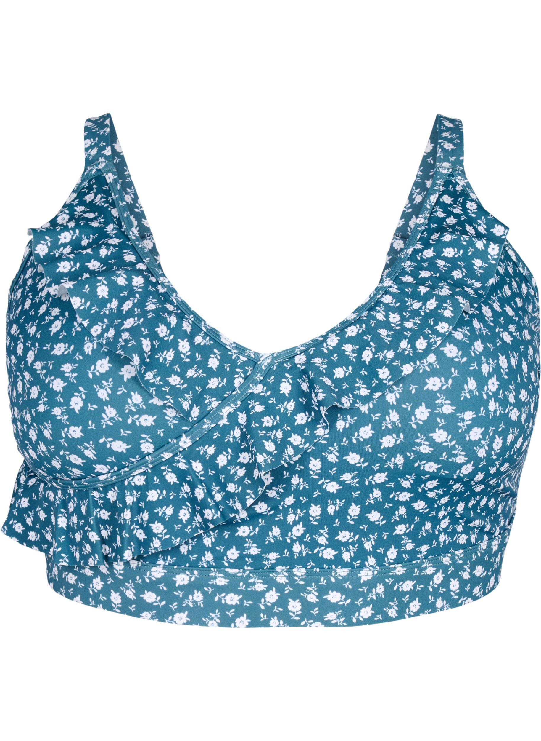 Blomstret bikini bh med flæsedetaljer