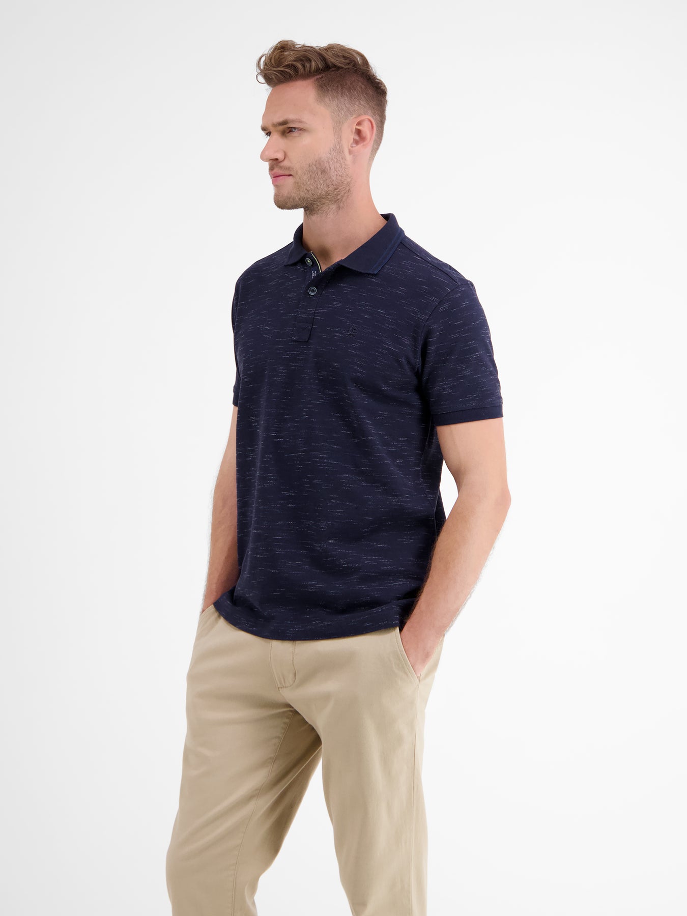 Poloshirt in Two-Tone-Piqué