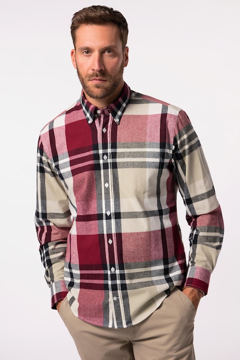 Karo-Flanellhemd, Langarm, Buttondown-Kragen, Modern Fit, bis 8 XL
