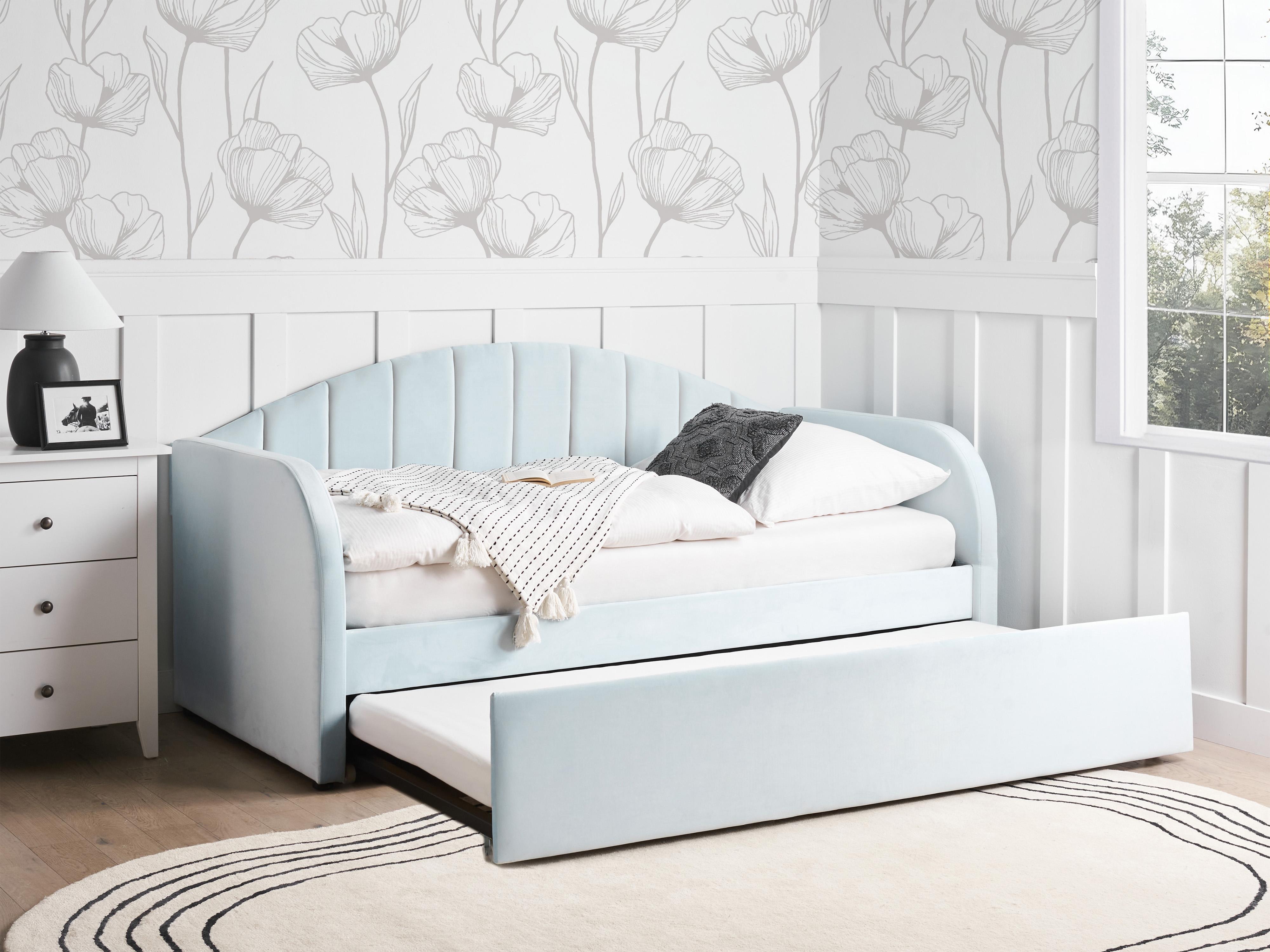 Onderschuifbed Fluweel EYBURIE 90 x 200 cm Lichtblauw