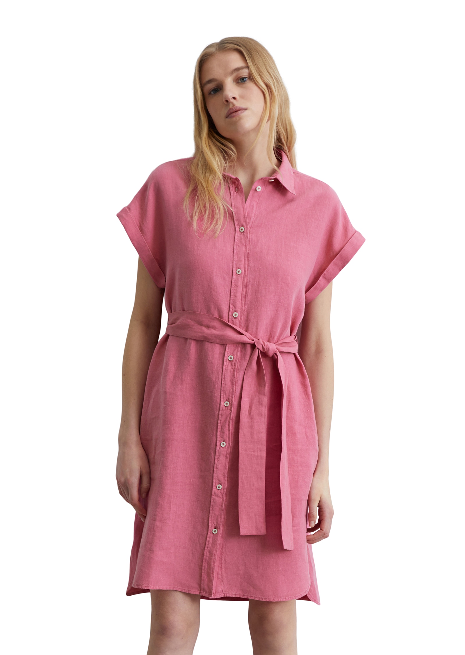 Marc O'Polo Blusenkleid eingelassene Taschen mit Bindegürtel, A-Shape