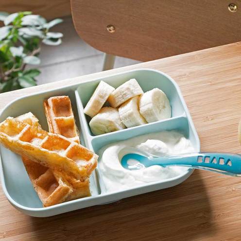 Set repas silicone compartimenté Blue - BEABA