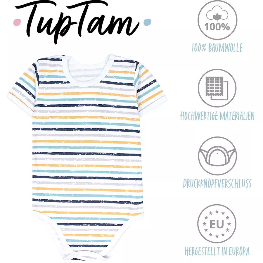 TupTam Kinder Unisex Kurzarm Body 3er Set grünblau