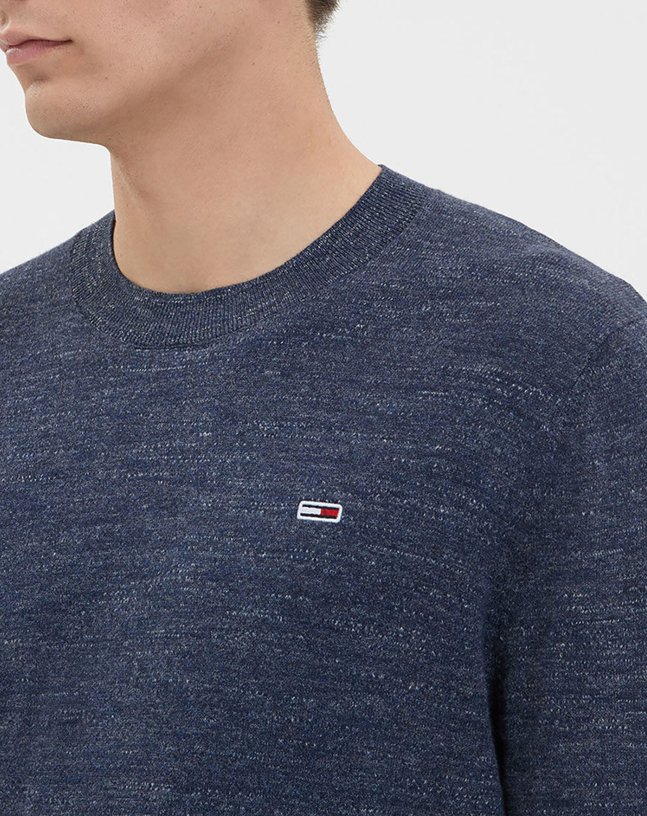 Tommy Jeans Pull 100% Coton Bio lightweight heather bleu marine
