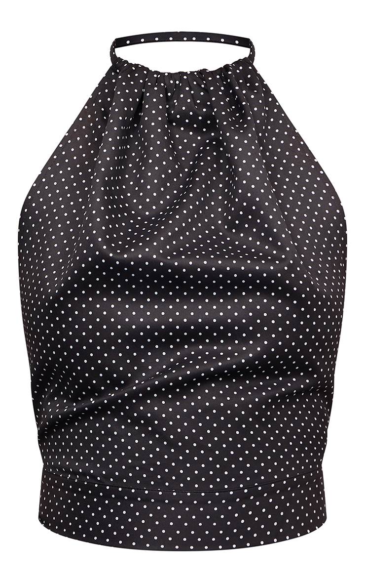 Noir Top Court À Pois Col Licou Avec Liens Ensemble Coordonné