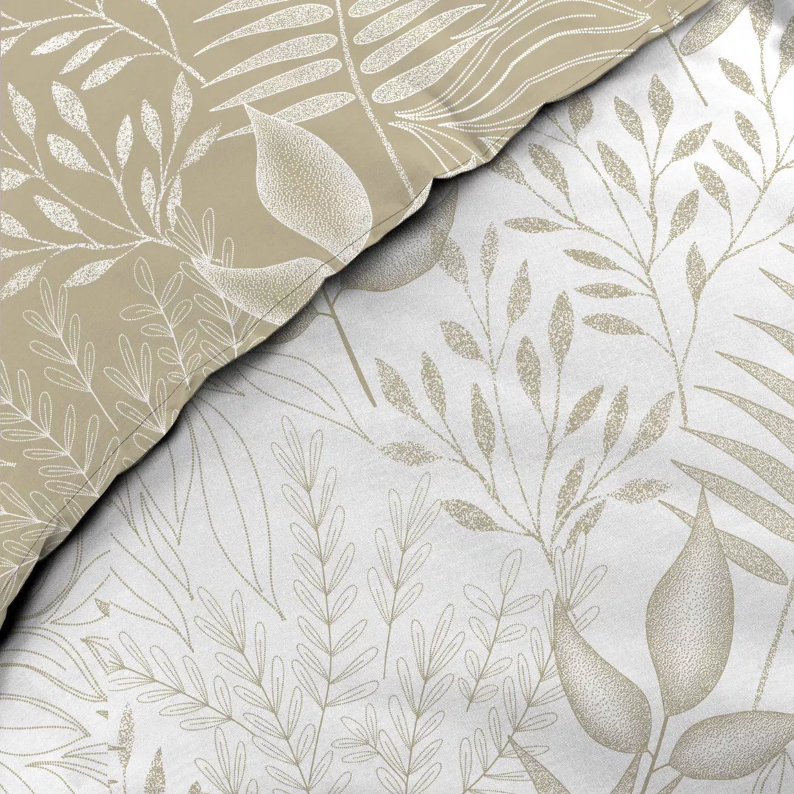 Housse de couette et deux taies coton (260 x 240 cm) Cassia Beige
