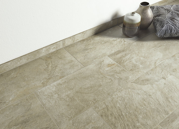 Plinthe carrelage beige aspect ardoise tintée finition mat Colours Shaded L.61,5 x H.7,5 x ép.0,90 cm