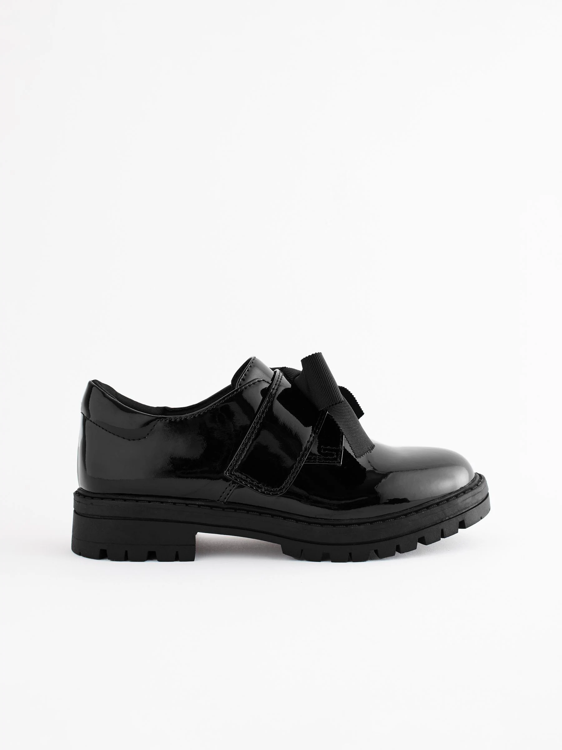 Zwart lak - Bow Monkstrap Chunky School Shoes