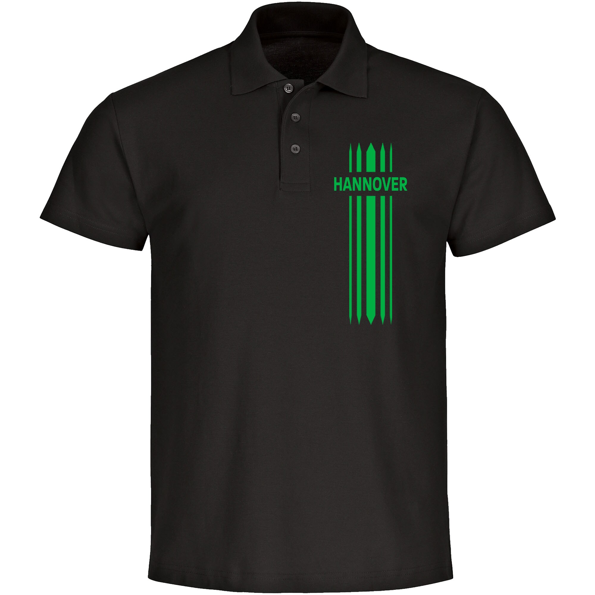 multifanshop® Poloshirt - Hannover - Streifen - Druck grün