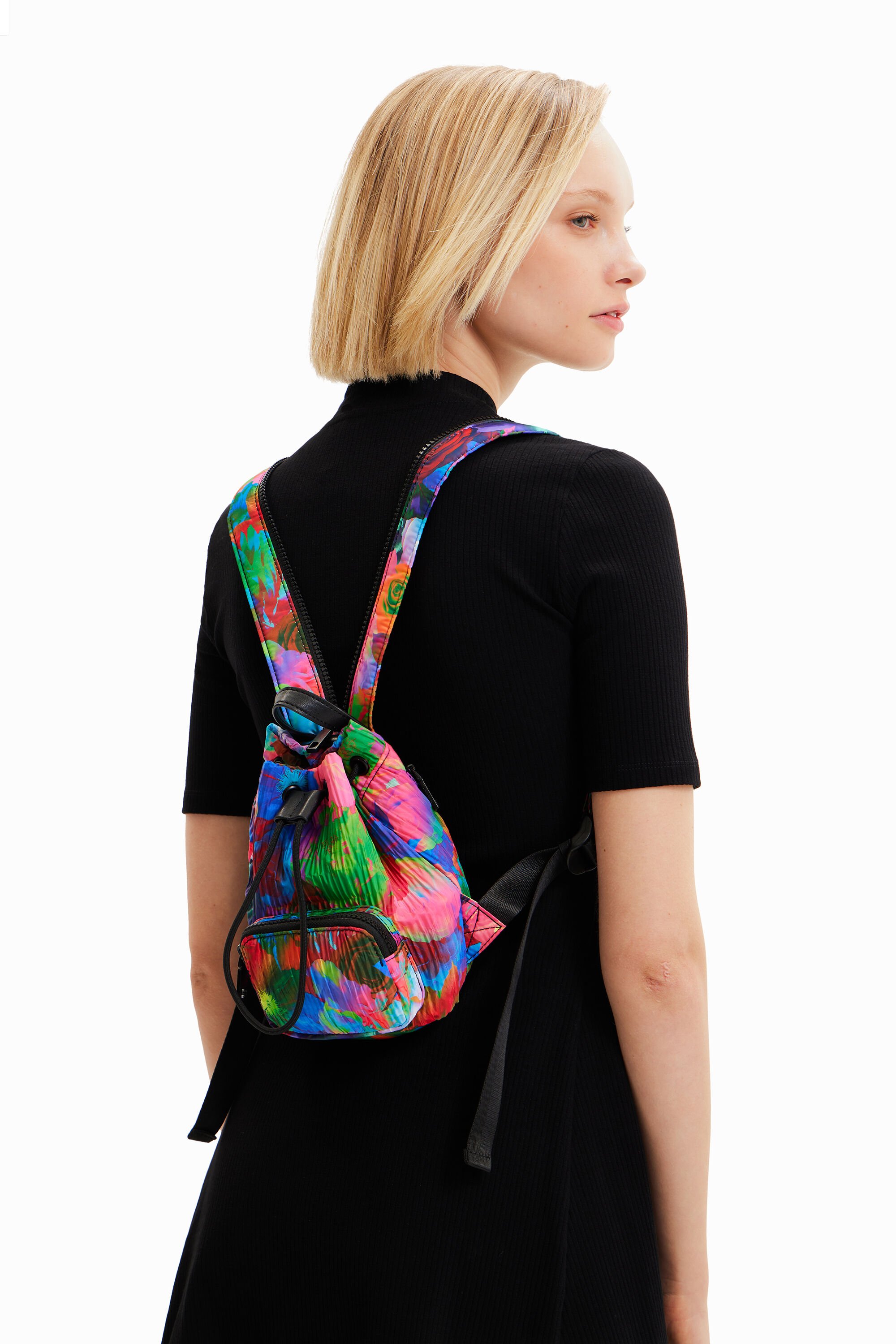 Mini sac à dos convertible fleurs
