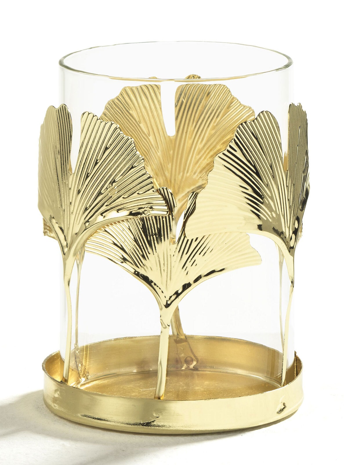 casaNOVA Windlicht BLÄTTER 11 cm goldfarbig