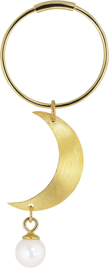 Jane Kønig Half Moon Creole with Pearl Guld