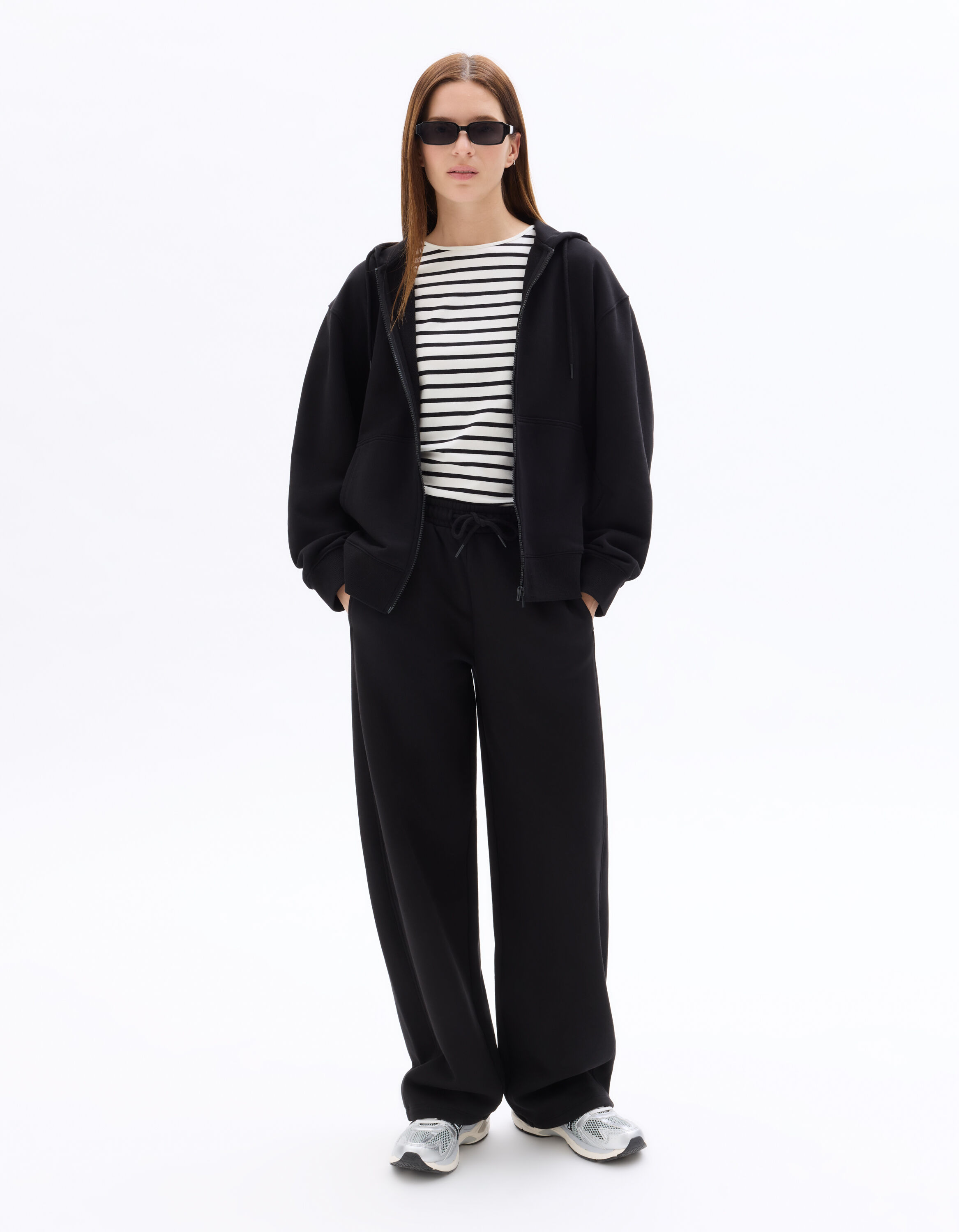Jogging large en molleton - noir