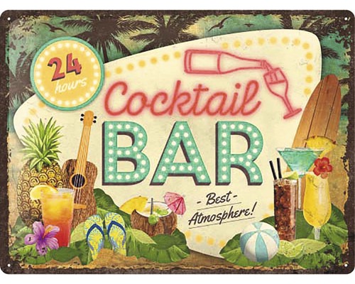 Blikken bord Cocktailbar 30x40 cm