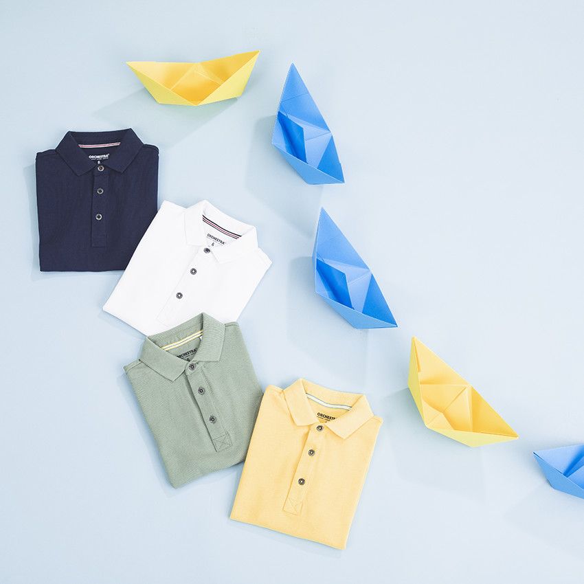 Polo manches courtes uni en coton bio - Blanc