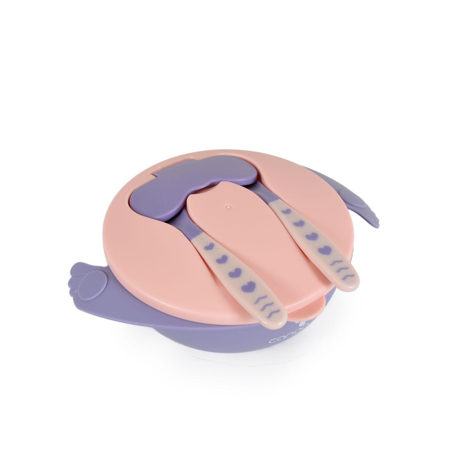 Cangaroo Kindergeschirrset Jelly F1730 rutschfester Boden, Gabel, Löffel, Deckel rosa