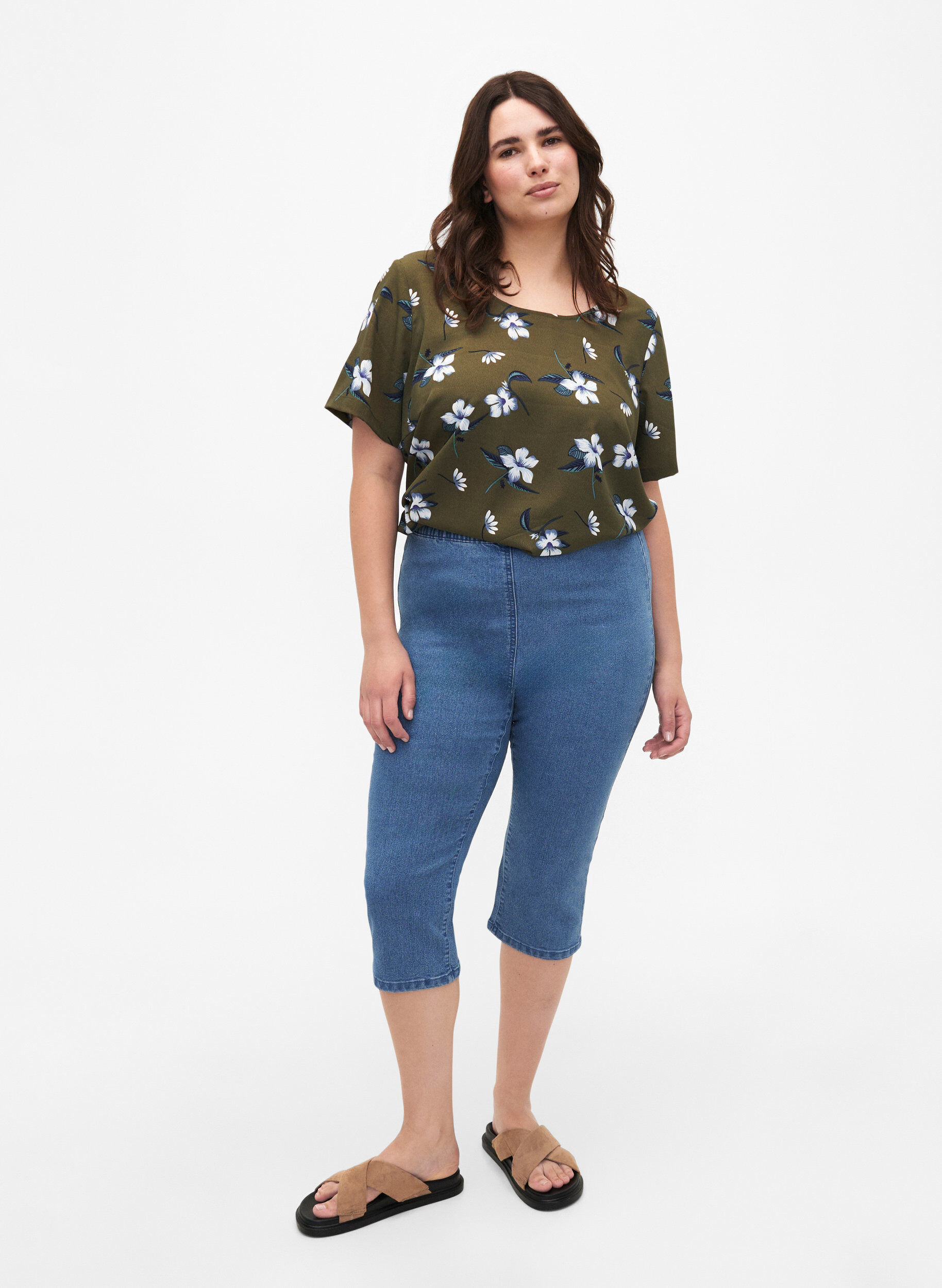 FLASH - Højtaljede denim knickers med slim fit