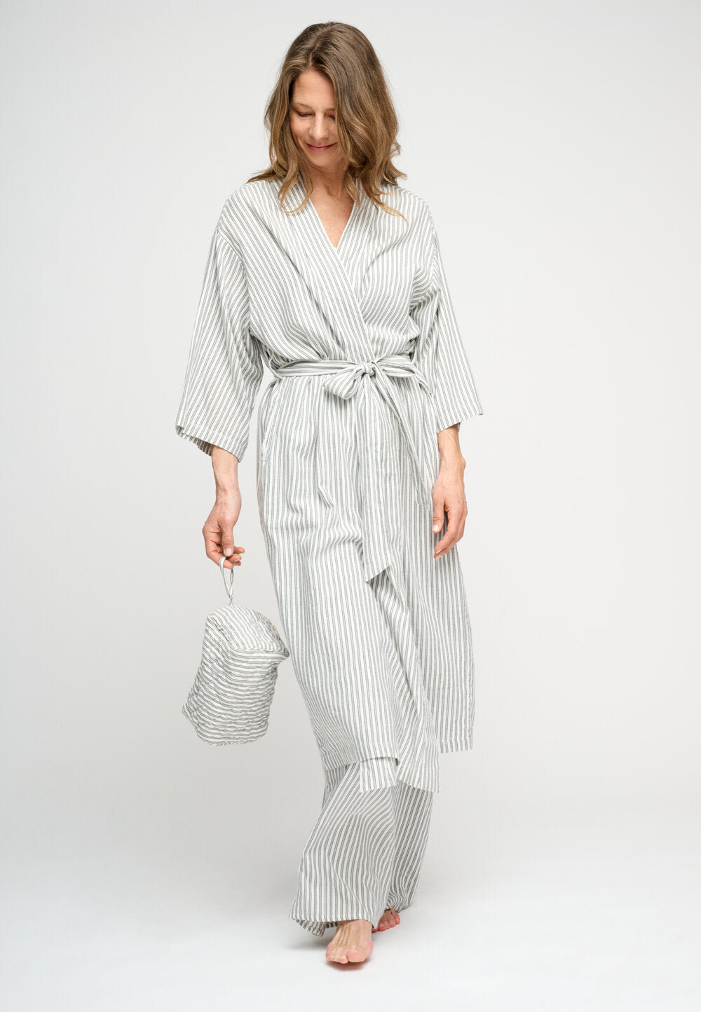 Moshi Moshi Mind  Lune flannel morgenkåbe - ecru/moonless night