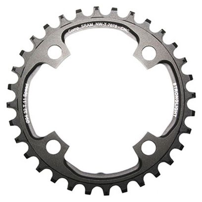 PLATEAU VTT 4BRA D.94 POUR SRAM X01 STRONGLIGHT 32DTS MONO NOIR ALU 7075 11V. - EPAISSEUR 5mm