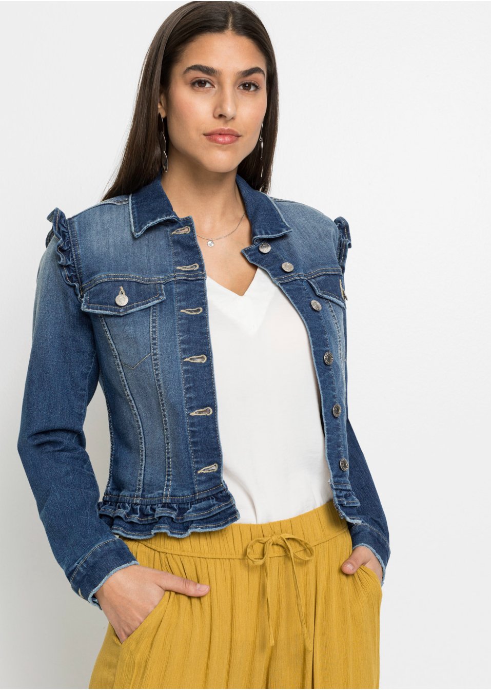 Veste en jean à volants