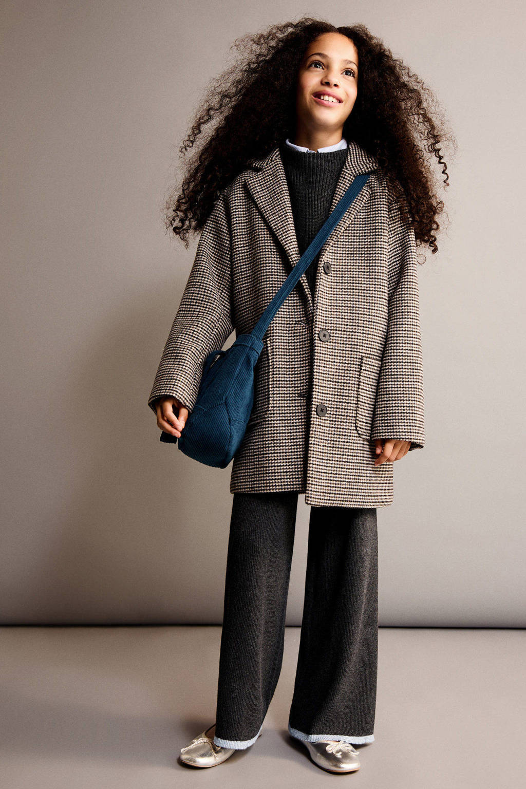 Mango Kids wide leg casual broek antraciet