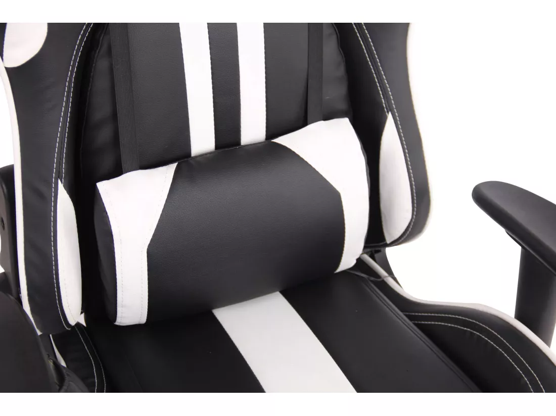 Chaise de bureau - Similicuir & Métal chromé - Noir / Blanc - Limit XM