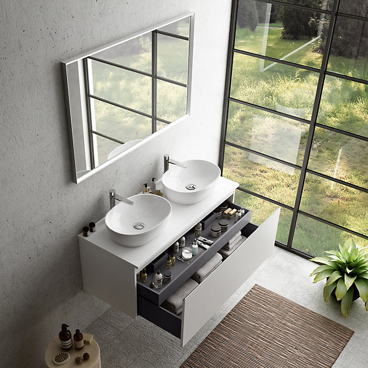 Plan de toilette pour vasque à poser blanc Pura 120 cm