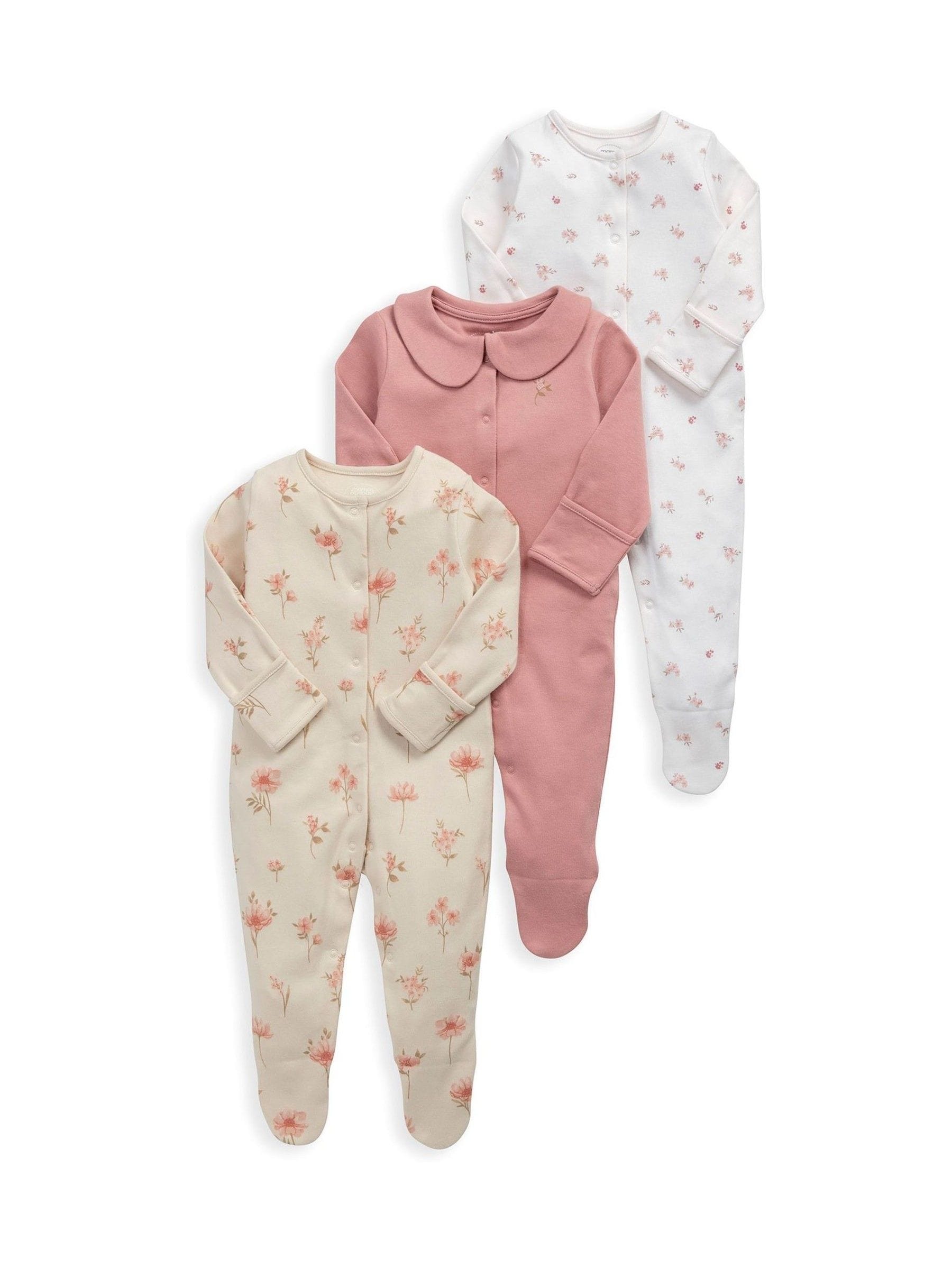 Mamas & Papas Dusky Floral Sleepsuits Pack of 3