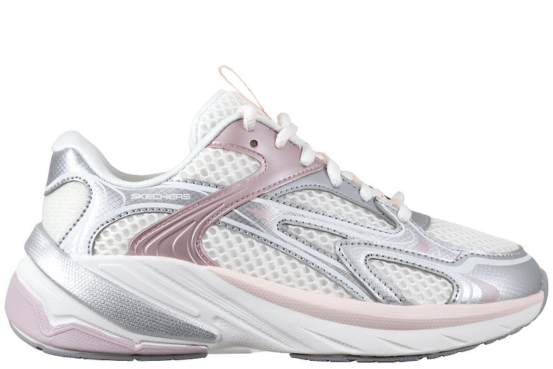 SKECHERS S2K WHITE PINK SILVER SNEAKER
