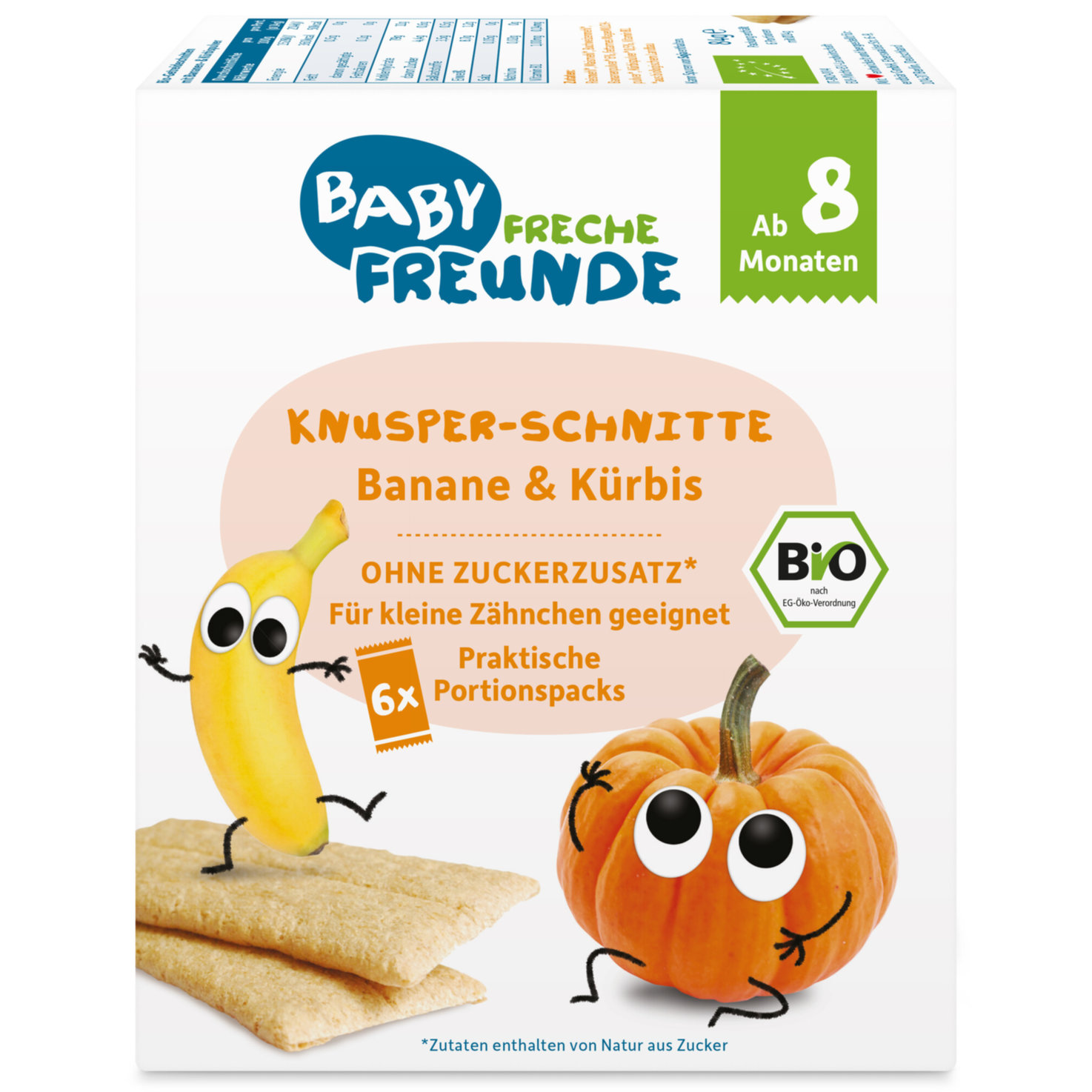 Freche Freunde Bio Knusper-Schnitte Banane & Kürbis 8+ Monate