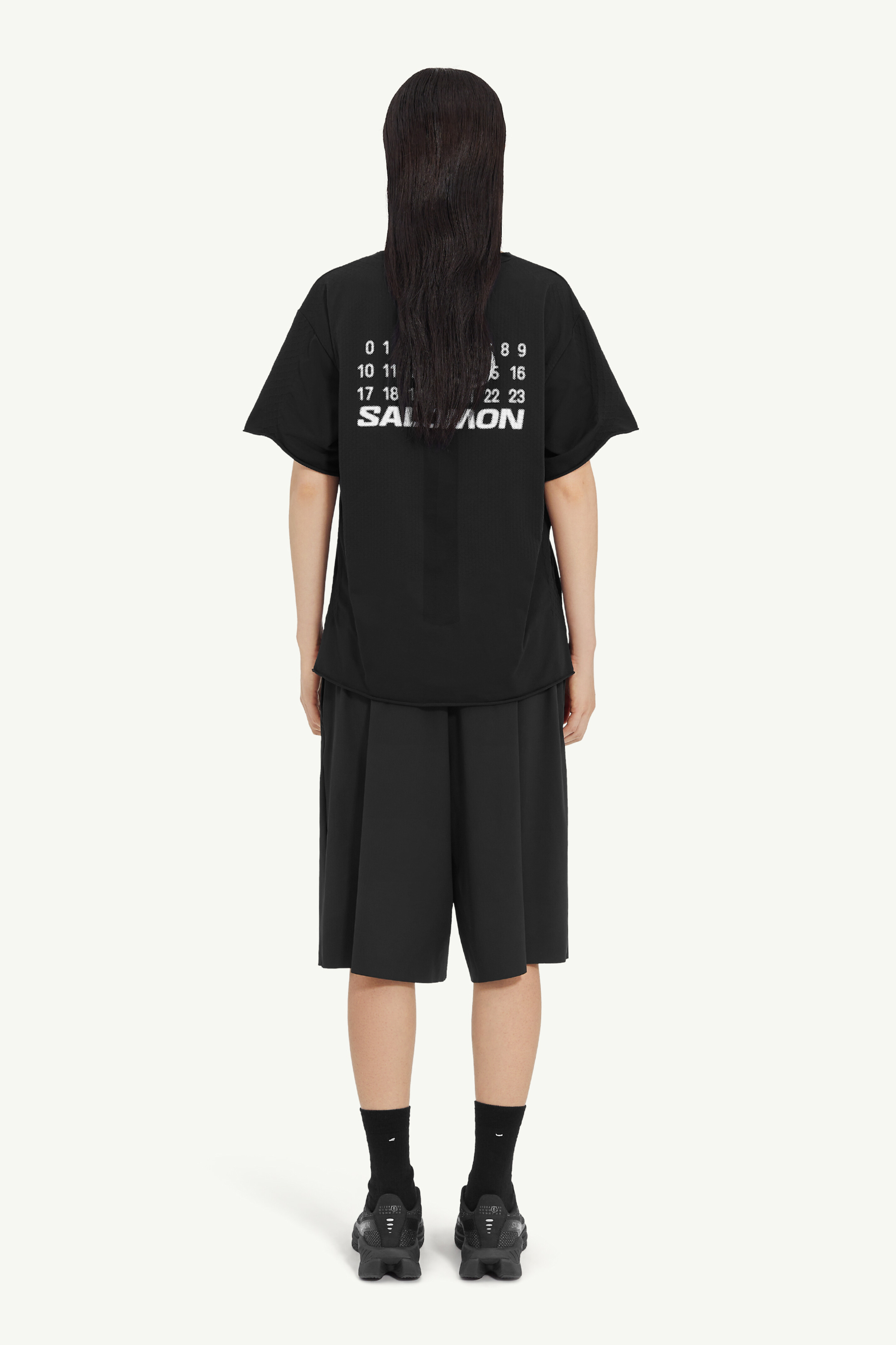 Black Nylon Seamless T-Shirt Noir