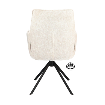 Eetkamerstoel Onne Lia linen wit jacquard stof met armleuning