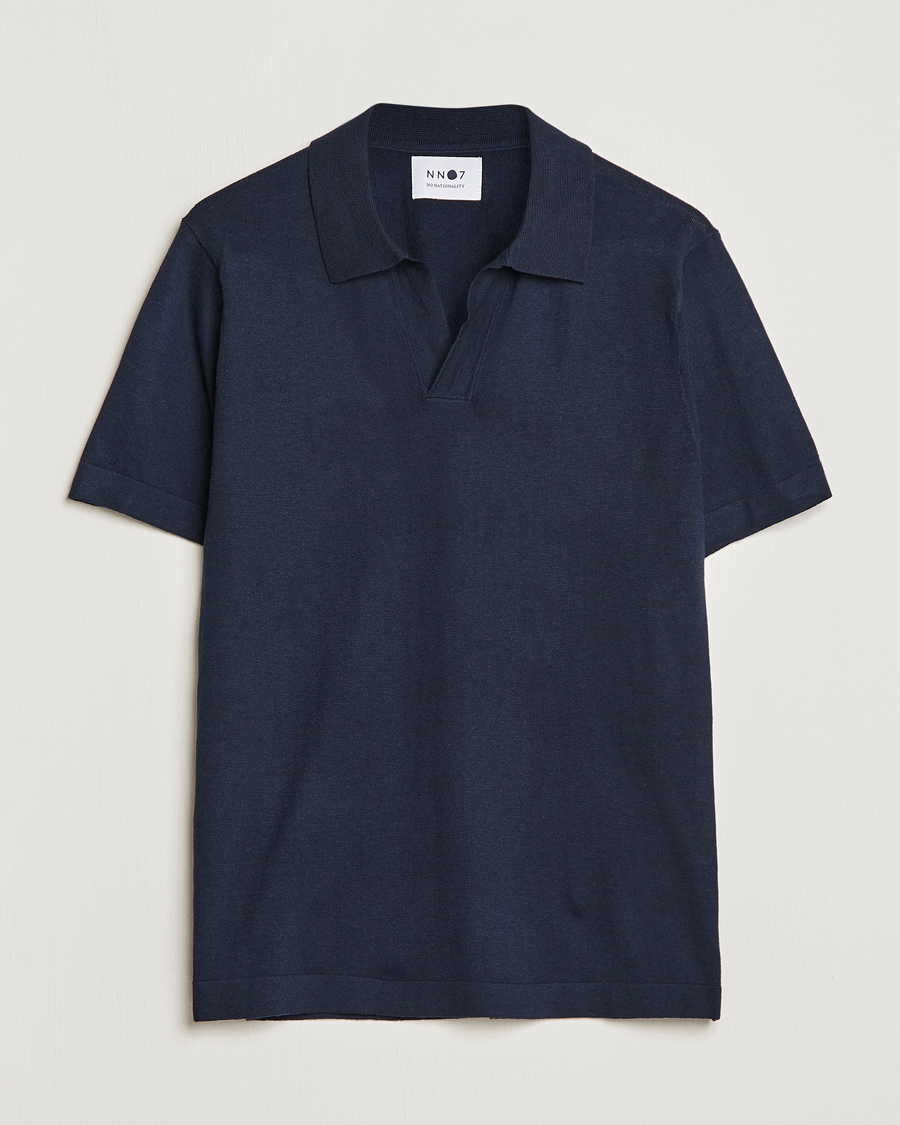NN07 Ryan Cotton/Linen Polo Navy Blue