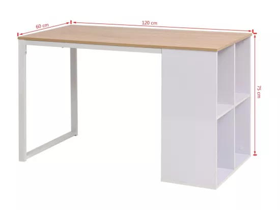 Table d'écriture 120x60x75 cm Chêne et blanc