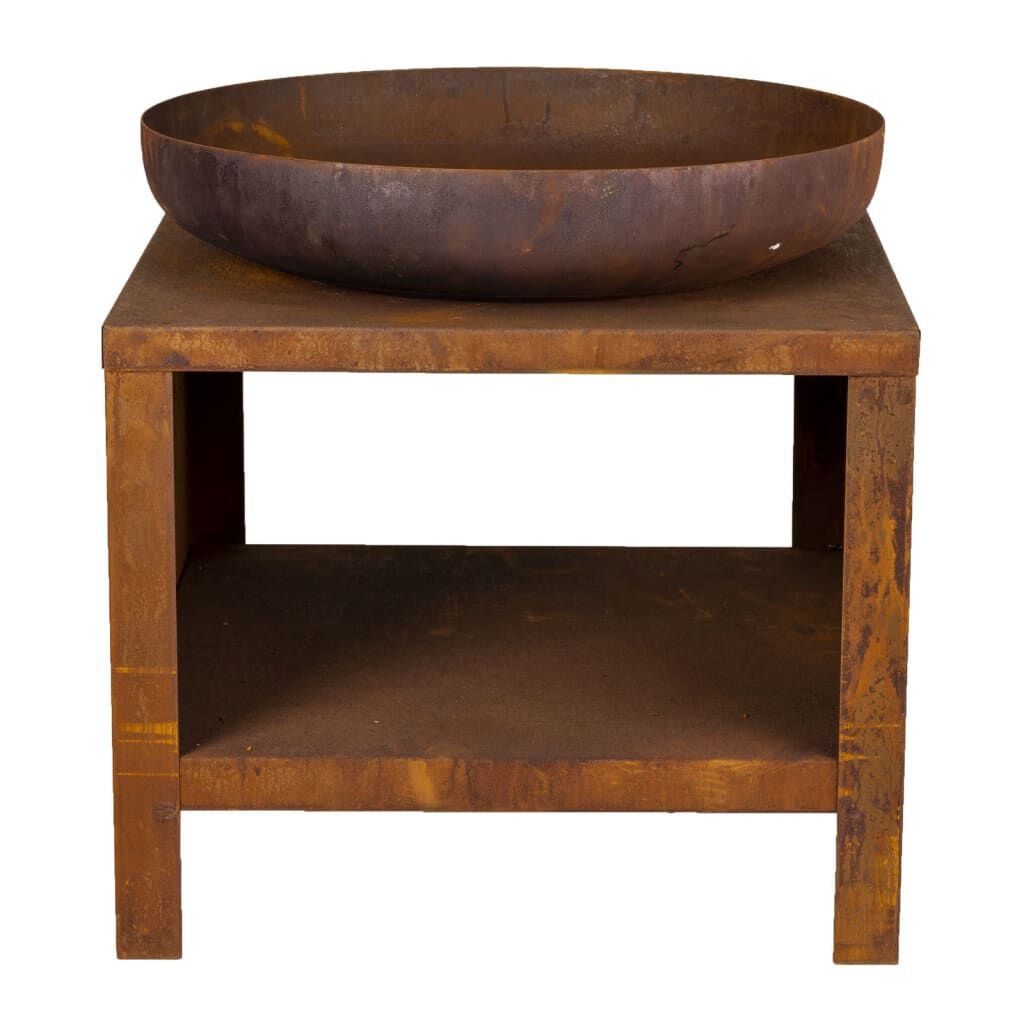 Esschert Design Vuurkorf met Houtopslag, 62 cm, Roestkleur