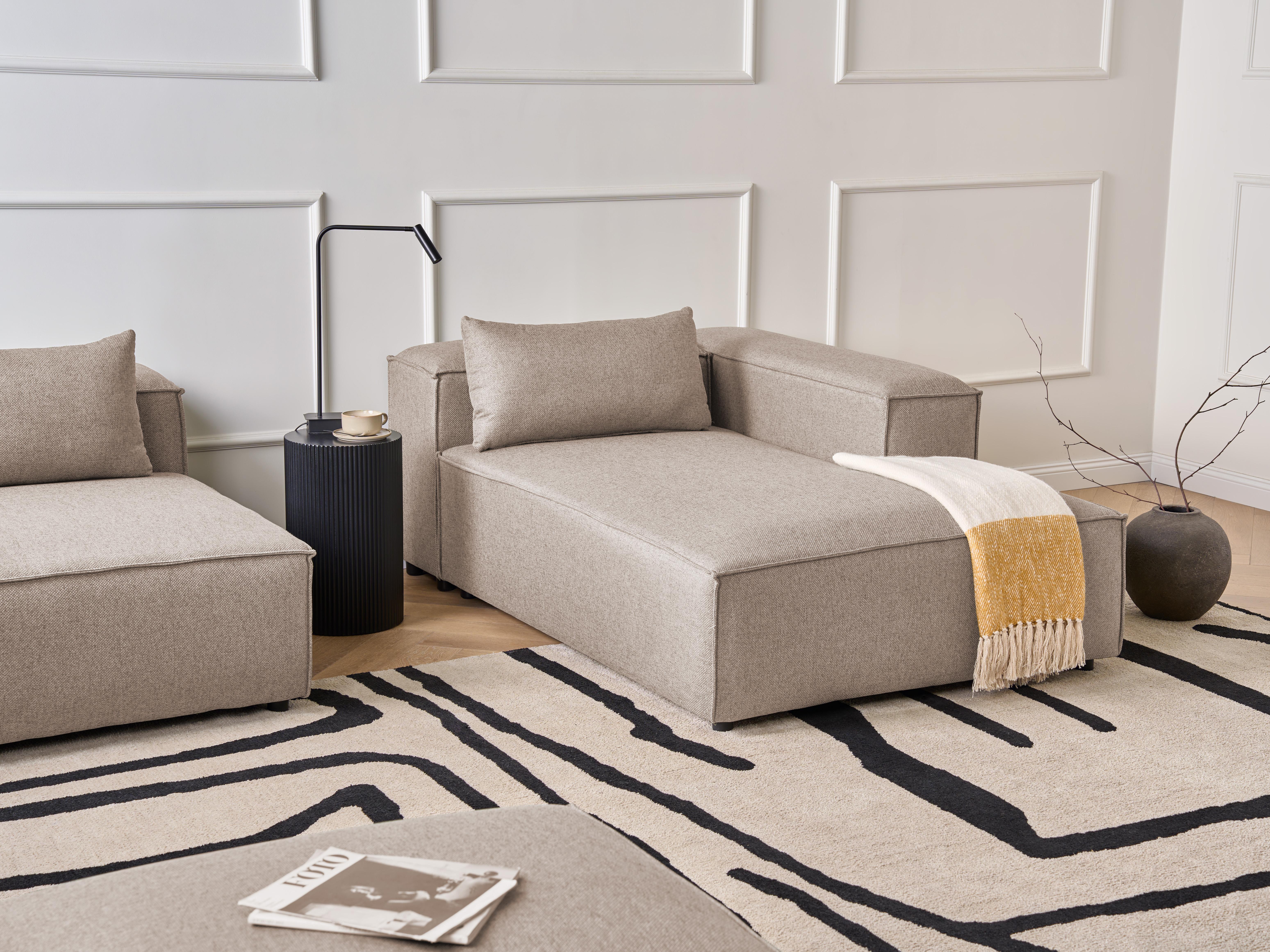 Linkszijdige chaise longue BRANDE Stof Lichtbruin